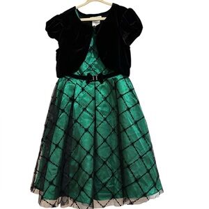 Jona Michelle Black Velvet and Green Dress sz 8
